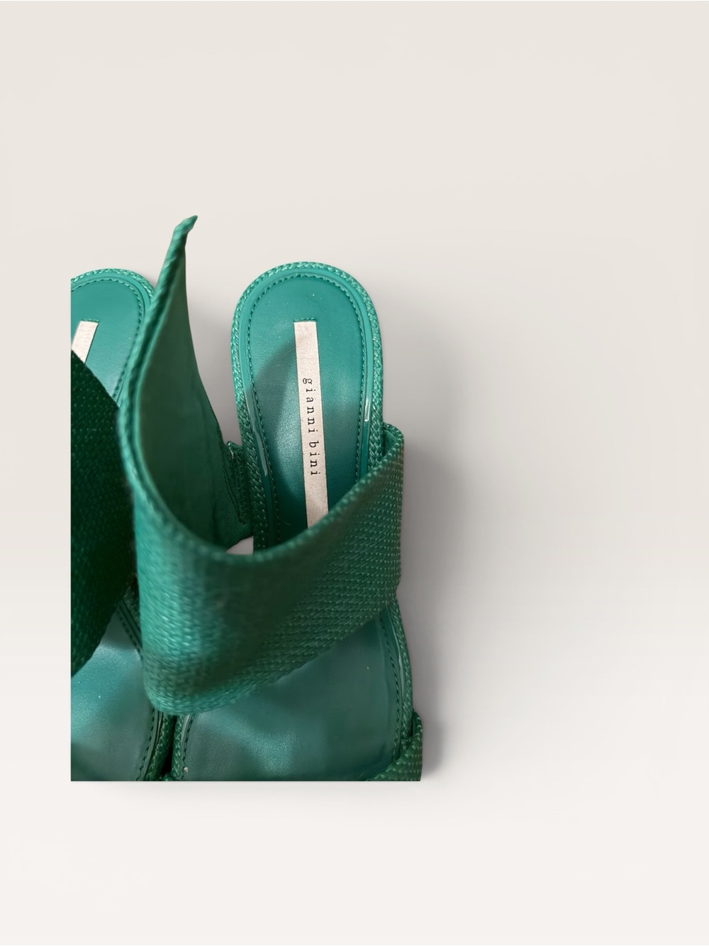Gianni Bini Green Woven Heeled Sandals - Picture 7 of 8